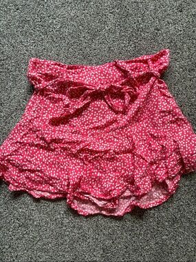 Pink Polka Dot Tie-Waist Skirt